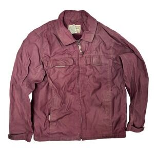 LL Bean Mens Canvas Field Jacket Medium Regular Burgundy Nylon Full Zip Utility